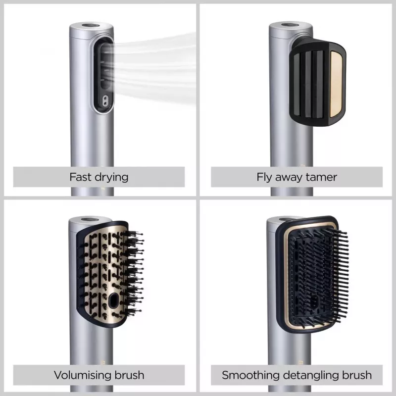 Juuksekujunduskomplekt BABYLISS AS6555E — Airflow tehnoloogia, 4 kuumutusastet, 2,5 m juhe, Hõbedane/Kuldne
