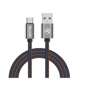 USB-andmekaabel Tellur USB to Type-C 1 m Denim, punutud 1m kaabel laadimiseks ja andmeedastuseks