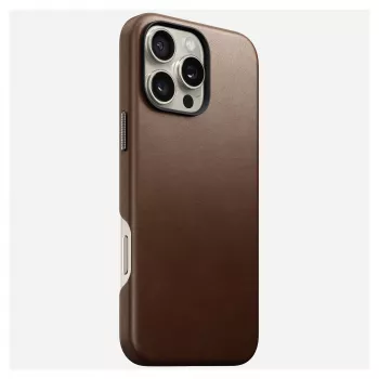Mobiiltelefoni ümbris Nomad NM01389385 iPhone 16 Pro Max jaoks, 17,5 cm (6,9 tolli), pruun, alumiinium/PC/mikrokiud/nahk