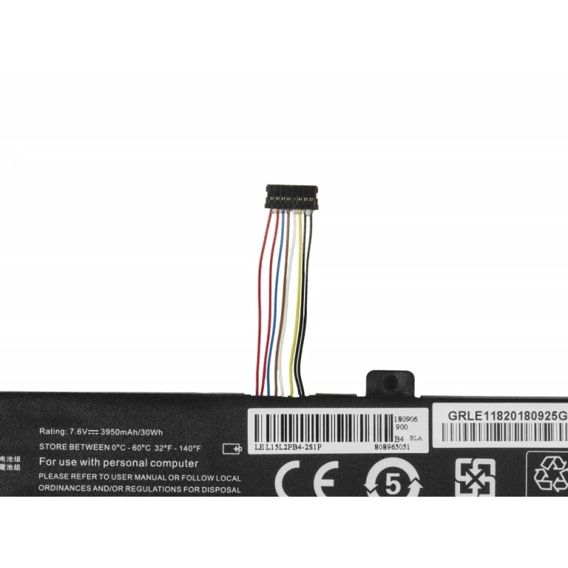 Aku roheline Cell LE118 Lenovo Ideapad 310-15 jaoks (7,6 V, 3500 mAh, 4-elemendiline, LiPo, must)