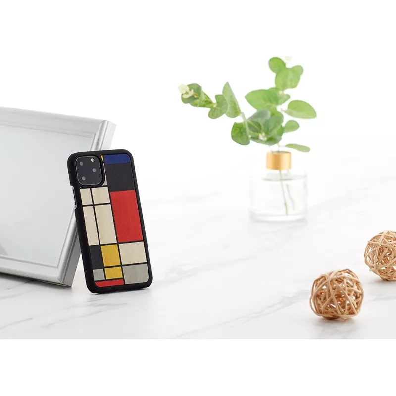 man and wood nutikoore ümbris iPhone 11 Pro jaoks – mustast puidust kaitsev kate