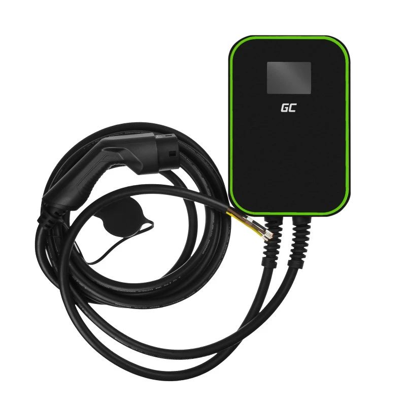 Elektrisõiduki laadimisjaam roheline Cell EV14 22 kW must alumiinium seinale