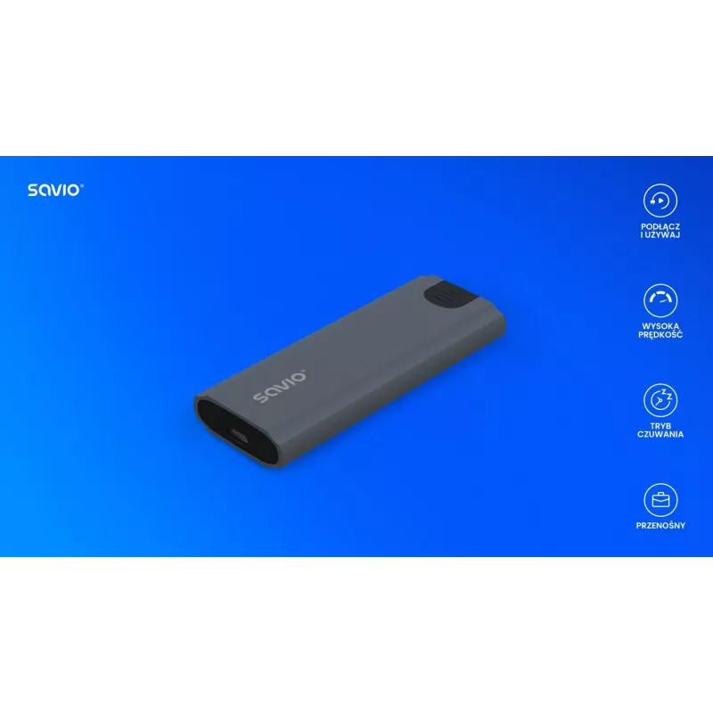 M.2 SSD korpus SAVIO AK-67 hall, USB 10 Gbit/s, ühe M.2 draivi tugi