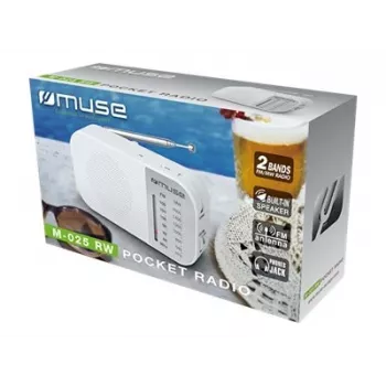 Kaasaskantav raadio Muse M-025 RW — analoog FM/MW, valge, patareitoitel, väline antenn