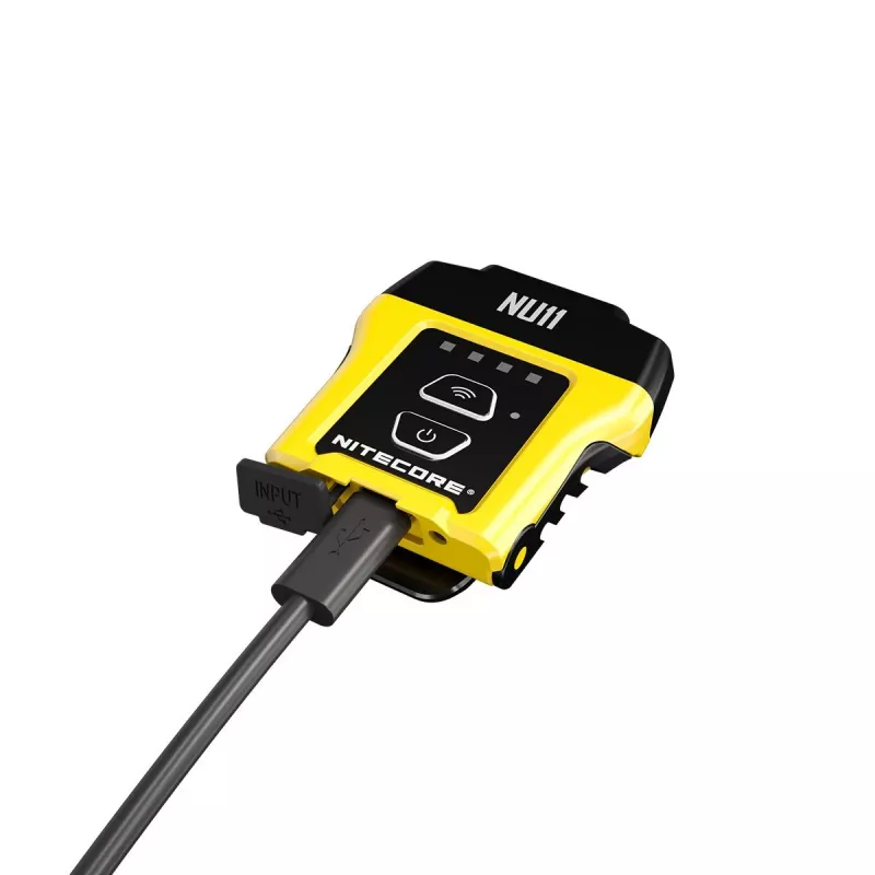 Peavõru taskulamp Nitecore NU11 — 150 lm, IPX5, USB laetav, 41 g, kollane/must