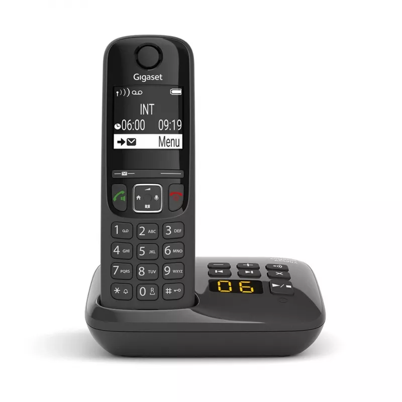Gigaset AS690A analoog/DECT telefon, helistaja ID, must