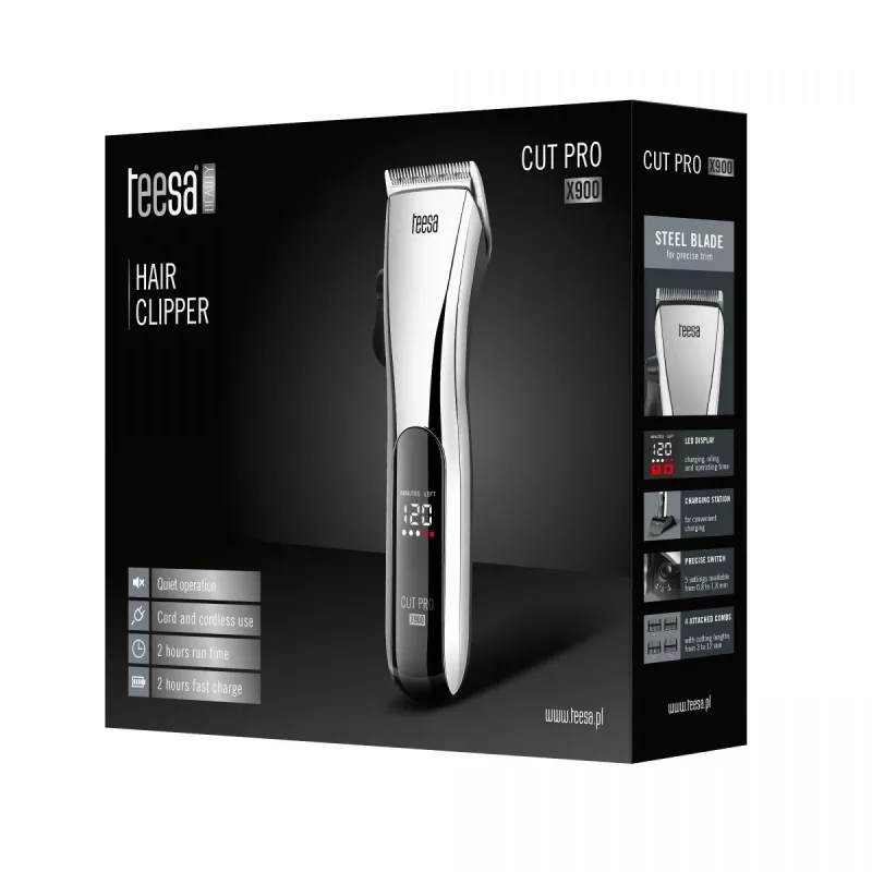 Juukselõikusmasin Teesa CUT PRO X900 Must Hõbedane
