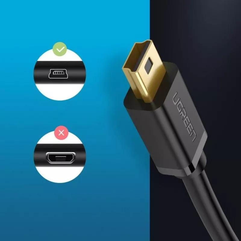 Ugreen USB kaabel - mini USB 480 Mbps 3 m US132 (must)