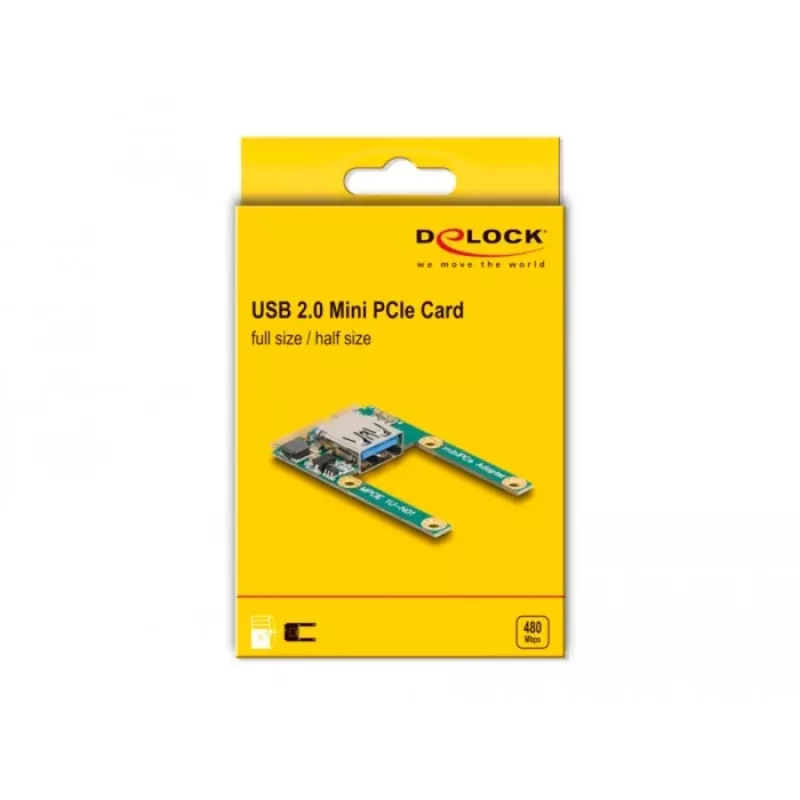 DeLOCK Mini PCIe I/O 1 x USB 2.0 Type-A female full size half size