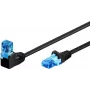 Goobay CAT 6A patch-kaabel 1x 90° nurgaga, U/UTP, must, 3 m - riiv üleval, CCA vase segu (51531)
