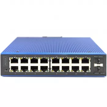 DIGITUS Industrial L2 Managed Gigabit Ethernet Switch 16x RJ-45 + 2x SFP, 12–48V DC, 8000 MAC