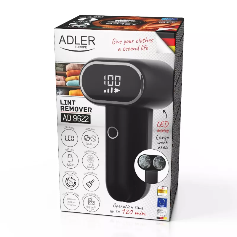 Adler | Lint remover | AD 9622 | Must | Laetav aku | 10 W