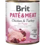 Märg koeratoit Brit Paté & Meat 800 g — täisväärtuslik konservtoit noortele koertele, kalkun & kana, teraviljavaba, 75% niiskust