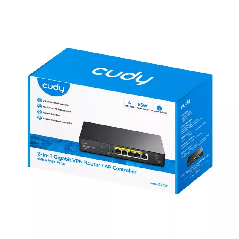 Traadita ruuter Cudy C200P kaheribaline 300 Mbps, Gigabit Ethernet, USB 3.0, metallkorpus