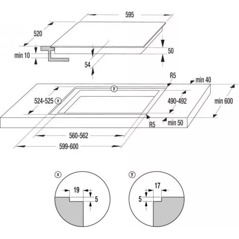 Gorenje GI6432BCWF must, sisseehitatav, 60 cm tsoon-induktsioonpliit, 4 tsooni
