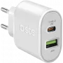 SBS - Toiteplokk - 20 W - 3 A - Kiirlaadimine, PD - 2 väljundporti (USB, 24 kontaktiga USB-C) - Valge - Europa (TETRPD20W)