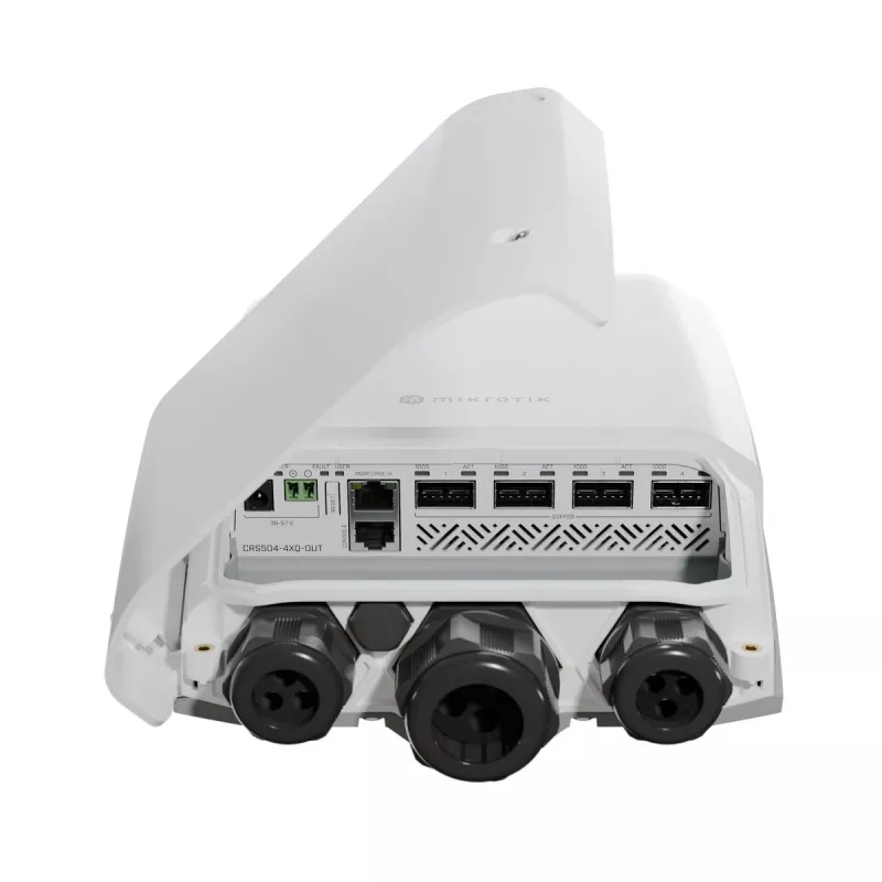 Mikrotik CRS504-4XQ-OUT võrgulüliti, hallatav L3, Fast Ethernet (10/100), Power over Ethernet (PoE), 1U, valge