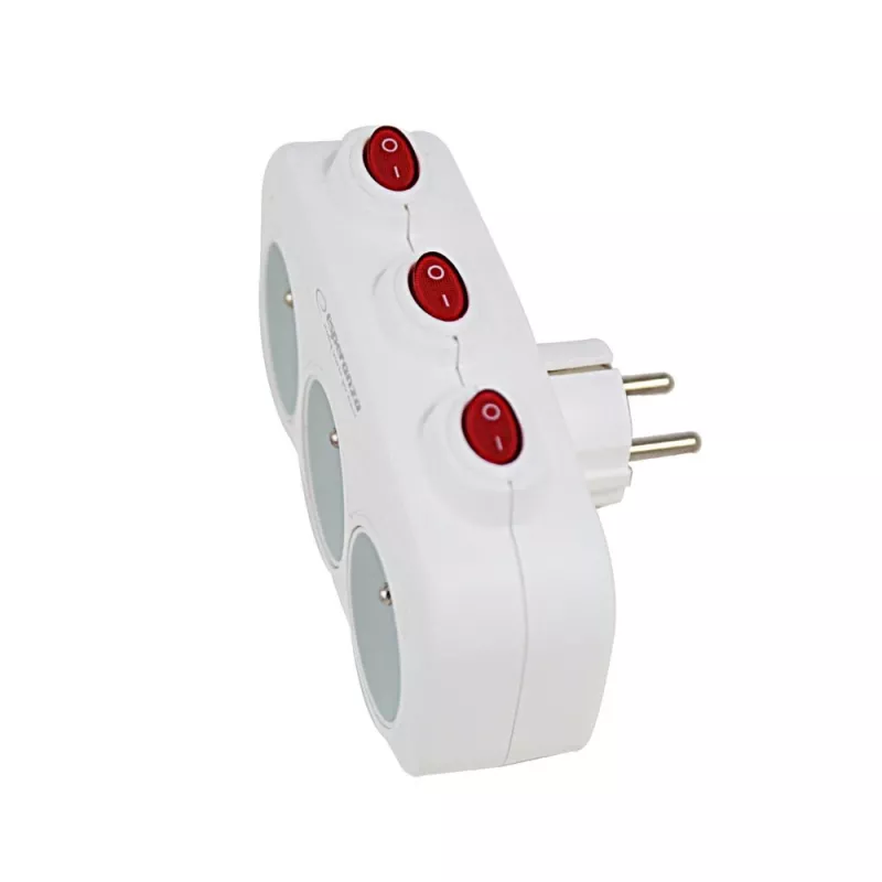 Jagaja ESPERANZA ELK307W — lülitatav 3-pesaline siseadapter, tüüp E pistik, 220–240 V, 16 A, 3680 W, valge