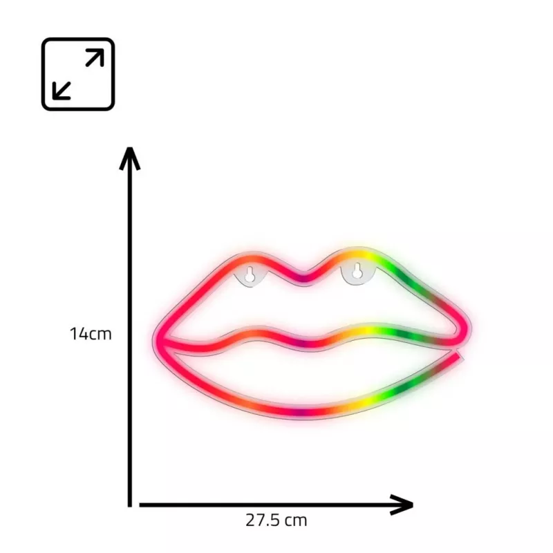 Neoontuled MANTA SNL61RGB LIPS RGB värvimuutev dekoratiivmärk, mudel SNL61RGB