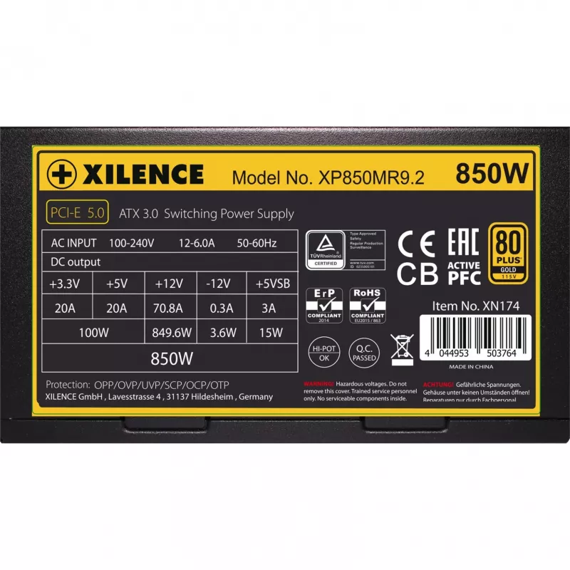 Toiteplokk XILENCE 750W, 80 PLUS GOLD, aktiivne PFC, XN173