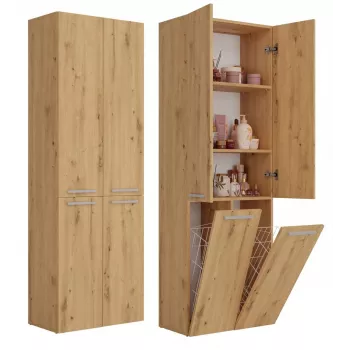 Vannitoa hoiukapp top e shop NEL 2K DD ART KPL — tammepuidust raam, eraldiseisev, 600×300×1740 mm, 3 riiulit
