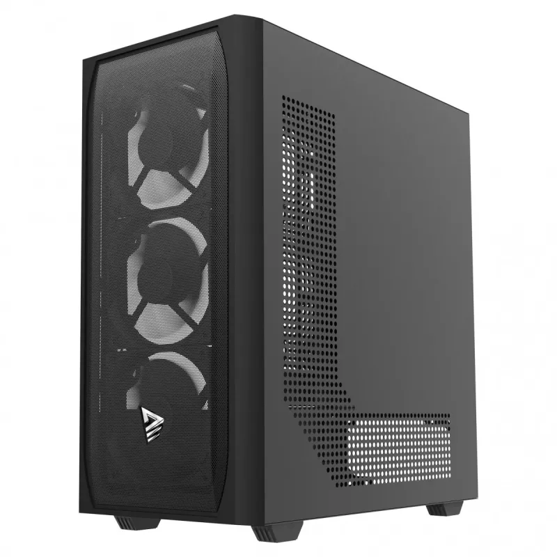 Arvuti korpus SAVIO Noctis Flow — kuubikujuline, Mini‑ITX/Micro‑ATX/ATX, 3x120 mm ees, 1x120 mm taga, 2x3,5 tolli + 3x2,5 tolli pesad, karastatud klaas
