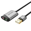 Vention USB-väline helikaart 0,15 m hall metall