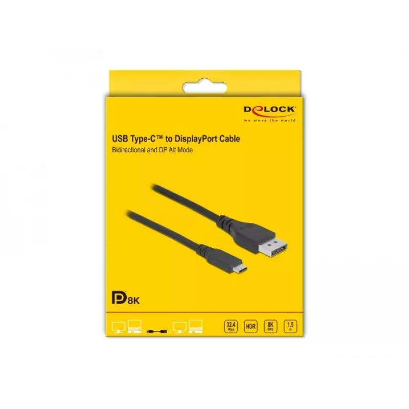 USB USB-C to DisplayPorti kaabel DeLOCK 86040 8K 60 Hz 1.5 m