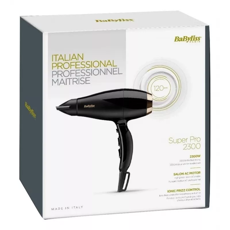 Föön BABYLISS Super Pro 2300, 2300 W, vahelduvvoolumootor, 2 kiirust, 3 kuumusastet, ioonne, külmaõhu funktsioon, keraamiline, 120 m³/h