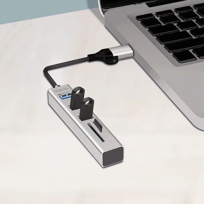 USB 3.0 jaotur USB-A, SD/microSD pesa, 2in1