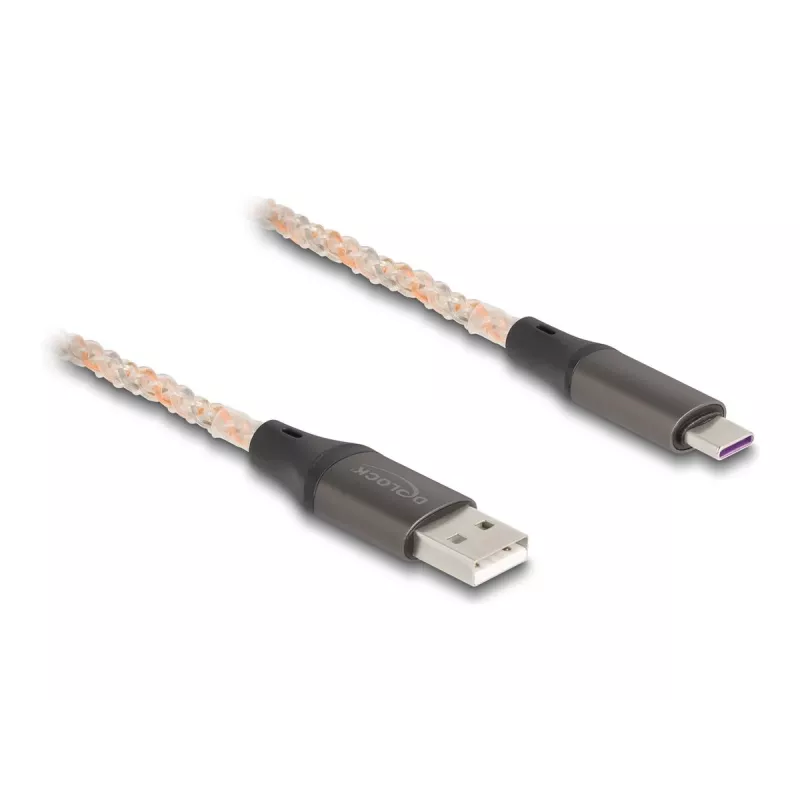 DELOCK USB 2.0 kaabel Type-A kuni USB USB-C RGB 1m
