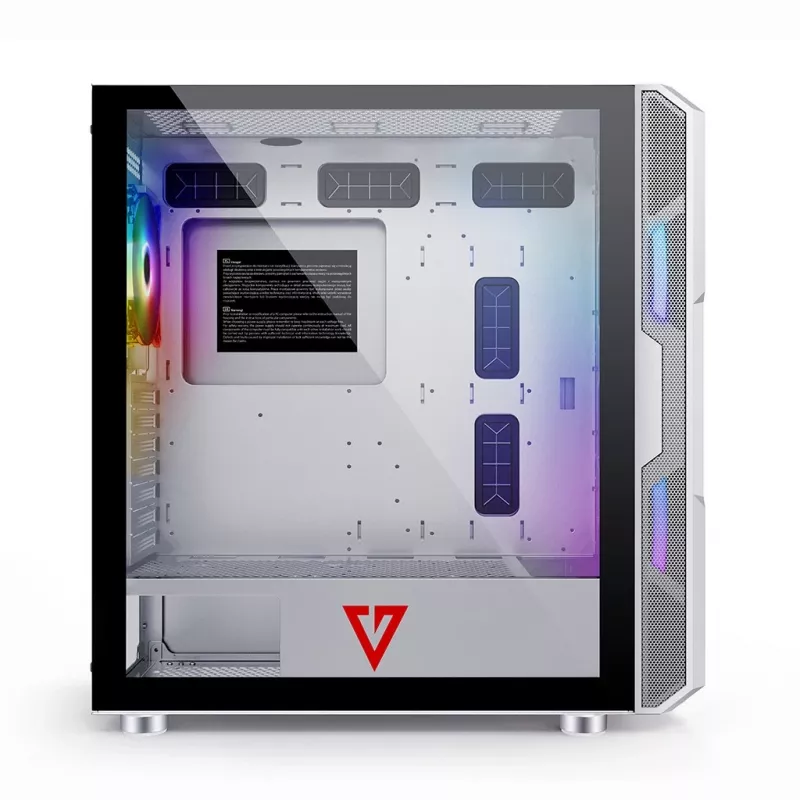 Arvutikorpus MODECOM AMIRANI ARGB Midi Tower Valge — ATX/ITX, 35 cm GPU, 16,5 cm CPU jahuti, 2x200 mm ventilaatorid