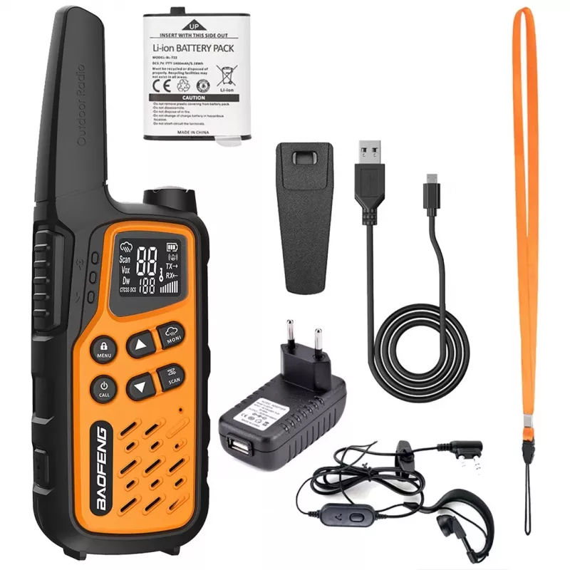 Walkie-Talkie Baofeng BF-T25E oranž, 2 tk