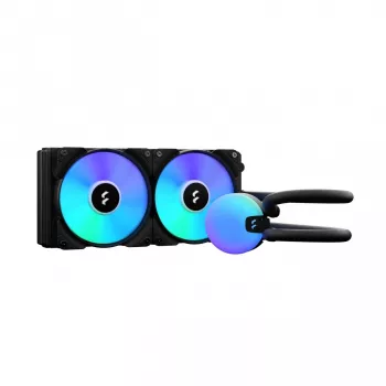 Universaalne vedelikjahutus Fractal Design Lumen S24 v2 RGB — 240 mm radiaator, 120 mm RGB-ventilaatorid, must