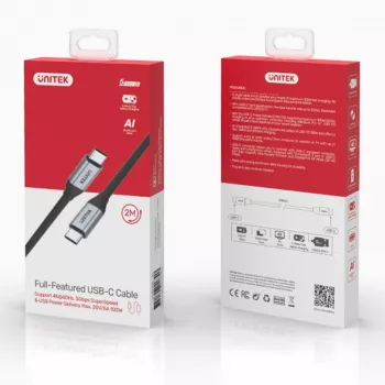 UNITEK C14091ABK USB-kaabel USB 3.2 Gen 2 2 m USB-C must