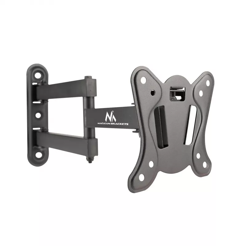 Maclean MC-417 Täisliikuv seinakinnitus telerile ja monitorile 13-32, max 30 kg, VESA 100x100, must pulbervärvitud universaalhoidik, reguleeritav seinakaugus, pööratav ja kallutatav