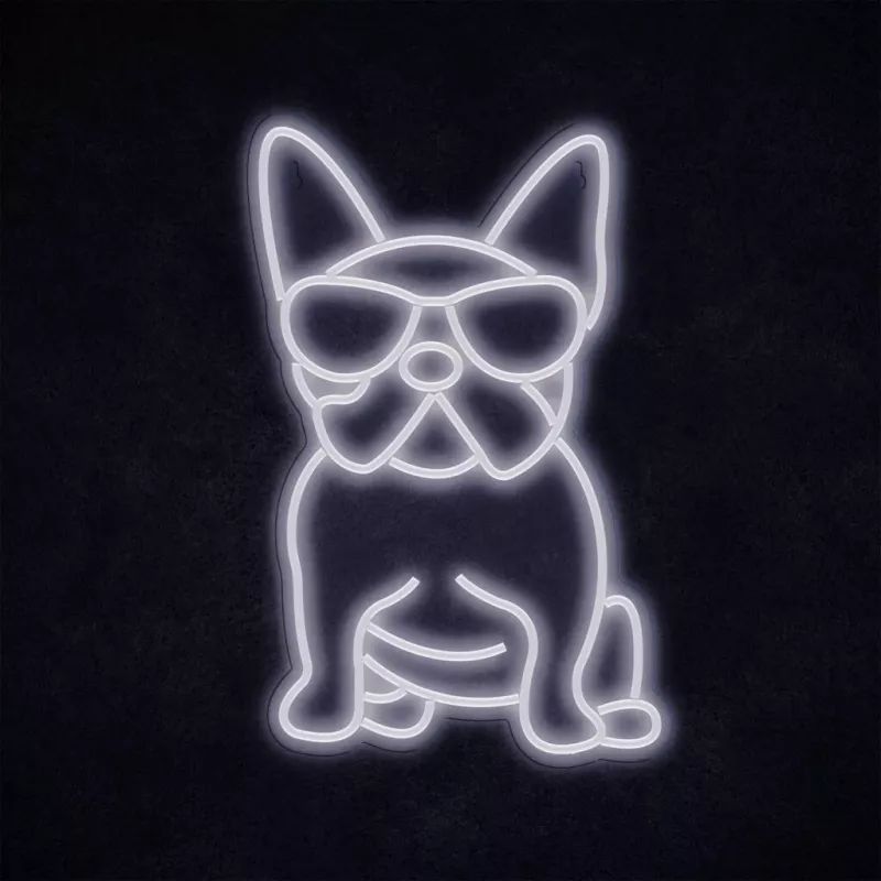 Neoonvalgusti MANTA Manta SNL66WH French Bulldog Valge — dekoratiivne LED-neoonsilt prantsuse buldogi kujul