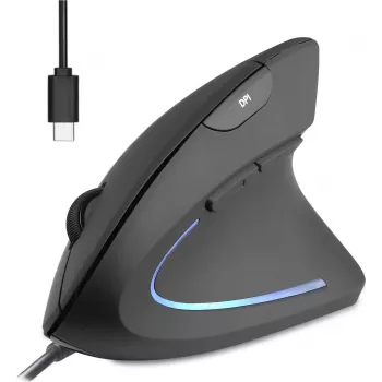 Perixx PERIMICE-513 C vertikaalne ergonoomiline hiir USB-C must paremakäeline (PERIMICE-513 C)