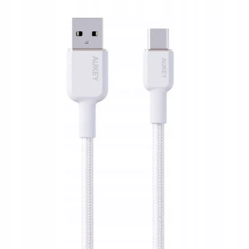 AUKEY CB-NAC1 Valge nailonpunutud USB-C – USB-A kaabel