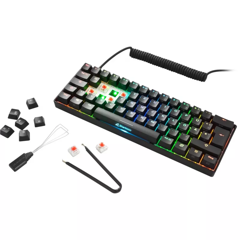 Sharkoon SGK50 S4 klaviatuur mängimiseks USB AZERTY prantsuse must 60% RGB LED