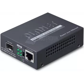 PLANET 802.3at PoE+ PD võrgu meediumimuundur 2000 Mbit/s Must