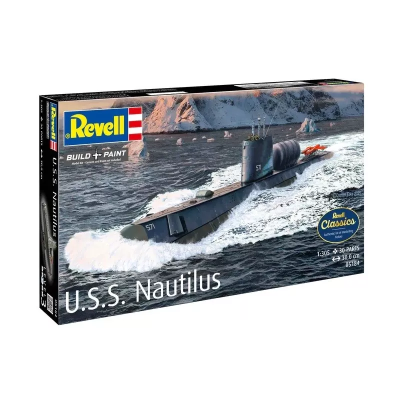 Plastikust mudellaev REVELL U.S.S. Nautilus mõõtkavas 1:305, komplekt 05184