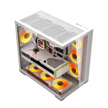 Arvutikorpus Darkflash C280 (valge) koos 7 jahutusventilaatoriga