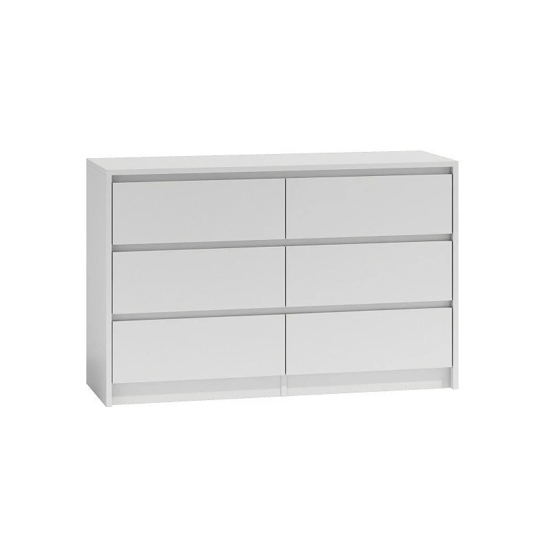 Kummut top e shop K120 BIEL 2X3, 6 sahtlit, valge, 750×400×1200 mm, puitlaastplaat