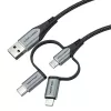 Vention USB 2.0 A isane 3-in-1 Micro-B&USB-C&Lightning isasele kaablile 1M Hall alumiiniumsulamist tüüp