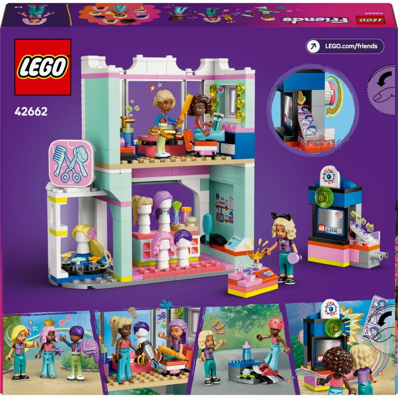 LEGO Friends mängukomplekt Juuksurisalong ning Kaunistuspood 42662 — mininukud, salongistseen, tarvikud