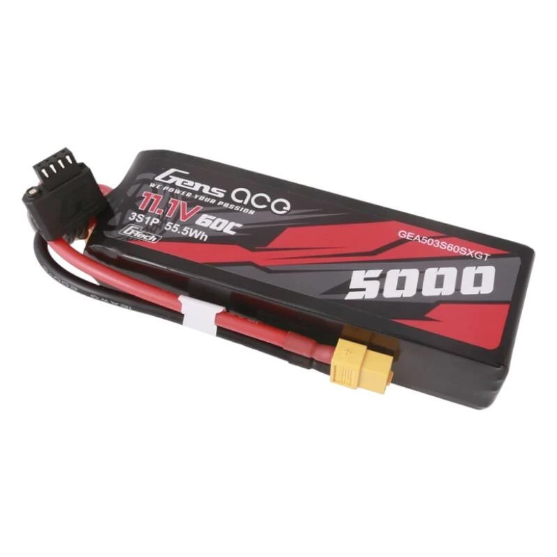 Gens ace G-Tech 5000mAh 11.1V 60C 3S1P Lühikese suurusega LiPo XT60 pistikuga