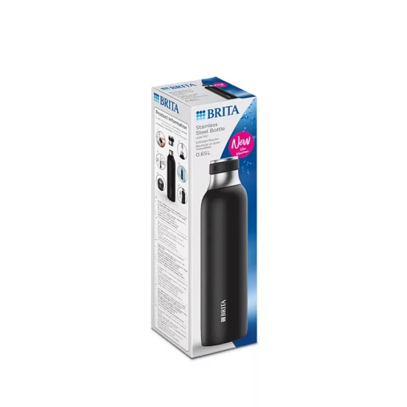 BRITA karboniseerimispudel 650 ml, roostevaba teras, must, nõudepesumasinakindel