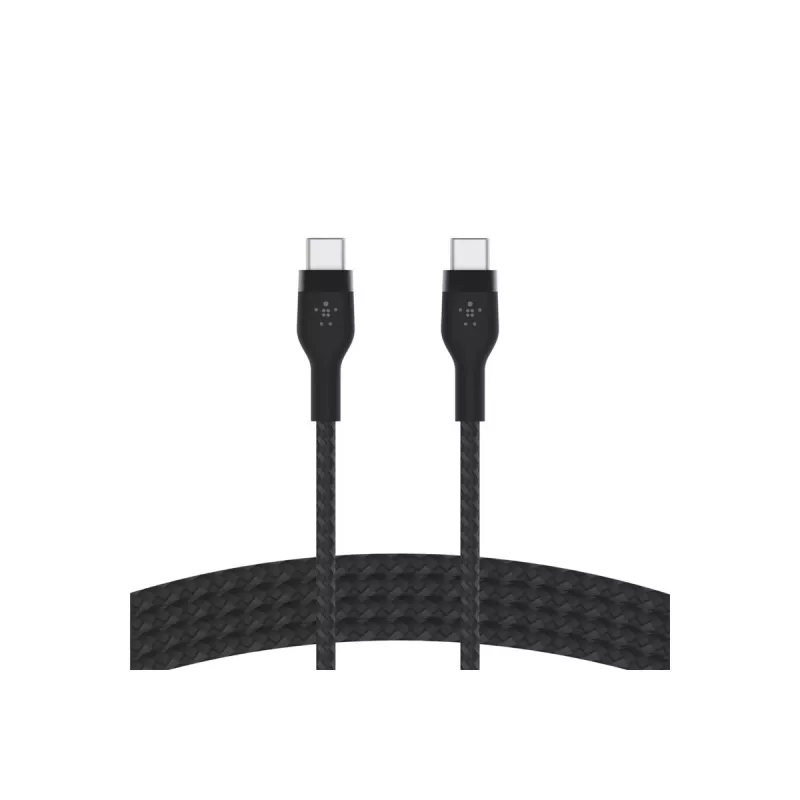 Kaabel BoostCharge USB-C/USB-C punutud silikoon 2 m, must
