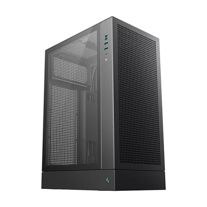 PC korpus DeepCool CH170 PLUS Tower Must — micro-ATX/mini-ITX, karastatud klaas, USB-C, ülemine PSU